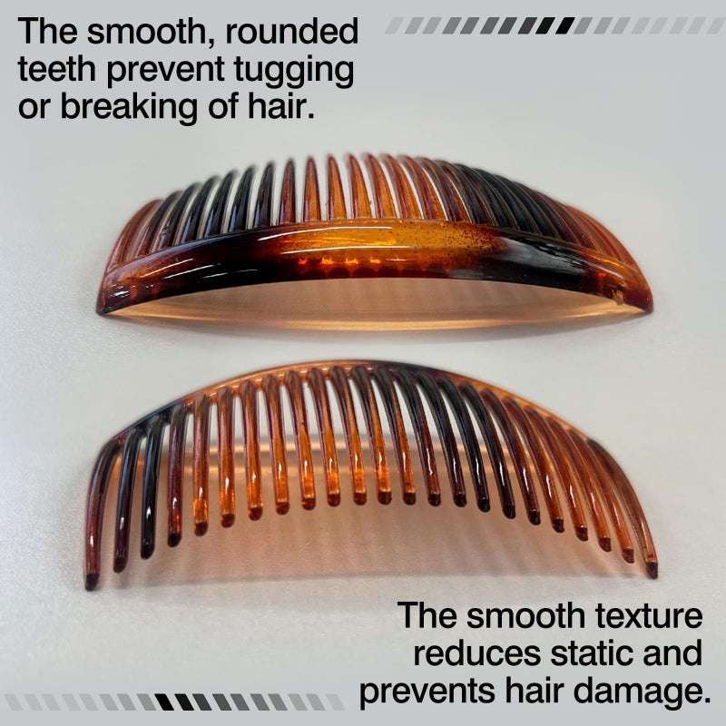 Zoolinn 2-Piece Tortoiseshell Curved Side Comb Set, 3.23 Inch Strong Hold Comb for All Hair Type, Ideal for Bun and Chignon Styling, Elegant Hair Accessories for Women - Image 3